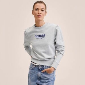 Mango MNG Touché Size Large (Runs Small) Gray Women’s Sweatshirt NWOT***